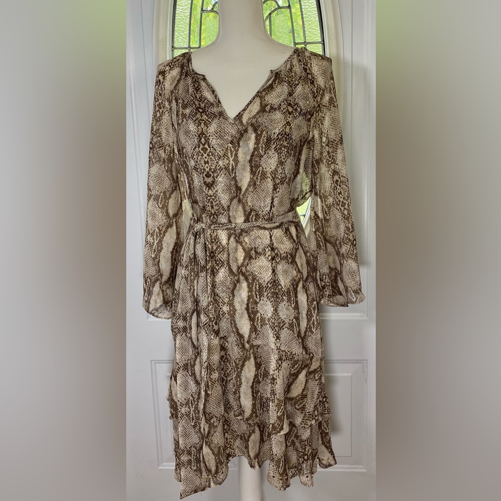 WHBM Studded Python Ruffle Dress Size M NWOT